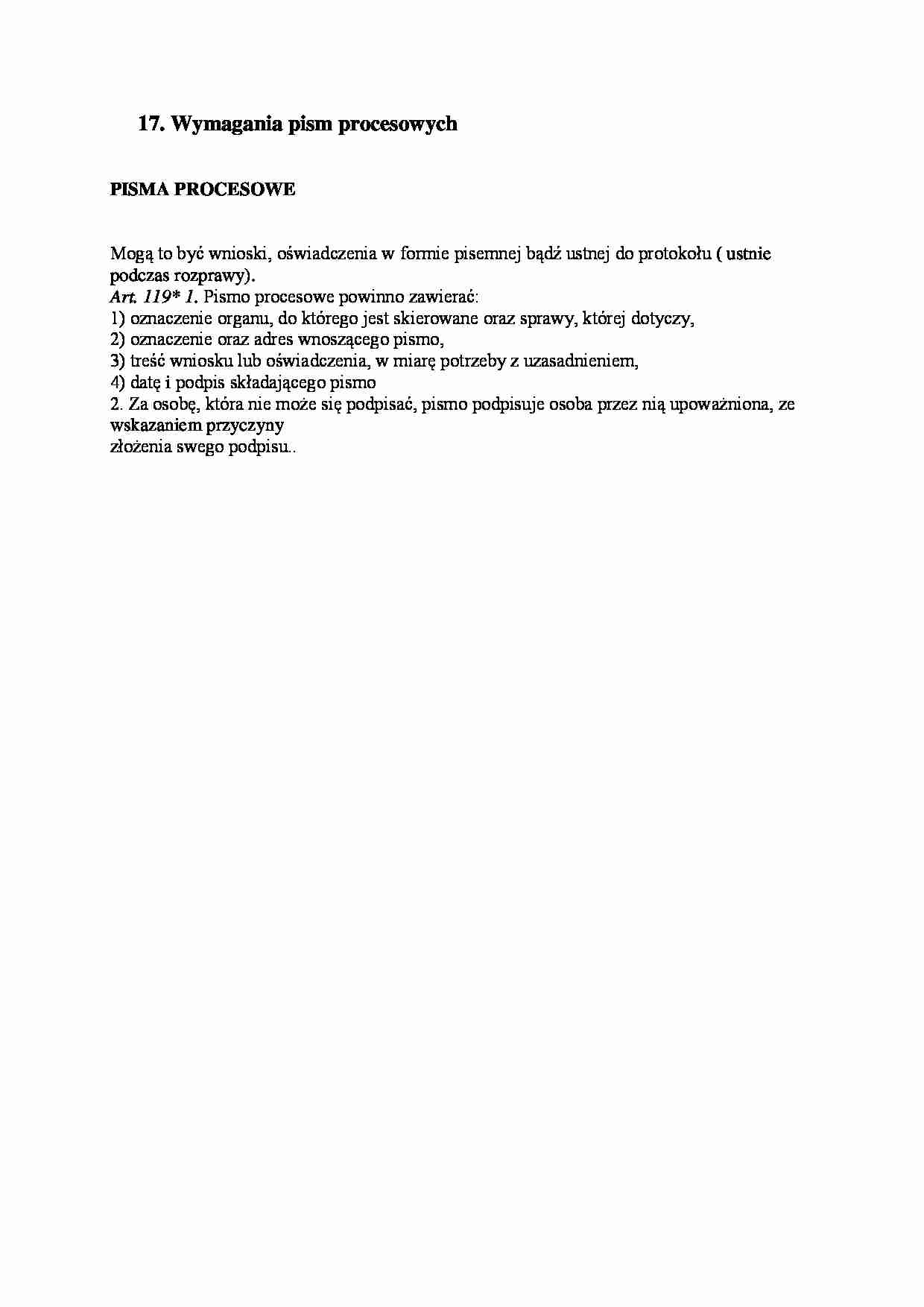 Wymagania pism procesowych - opracowanie - strona 1