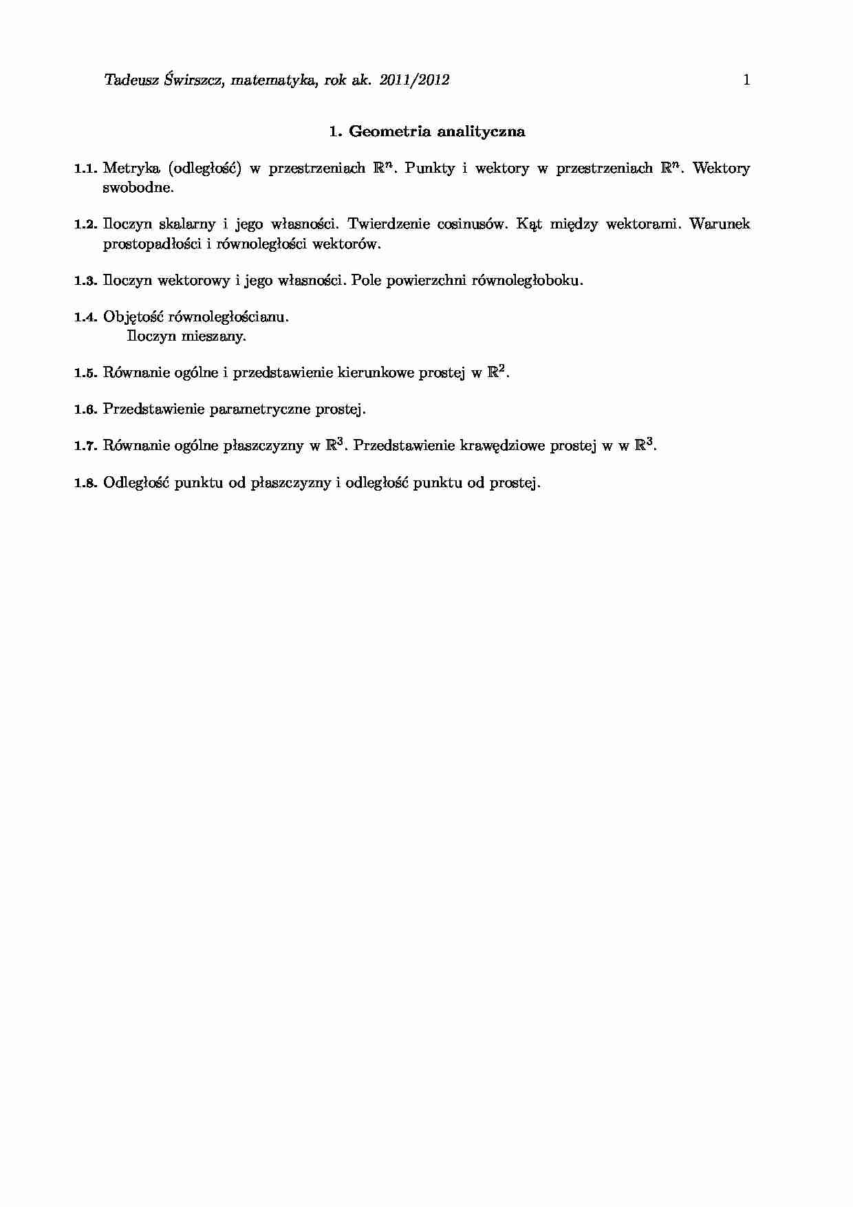 Geometria analityczna - zadania - Równanie ogólne - strona 1