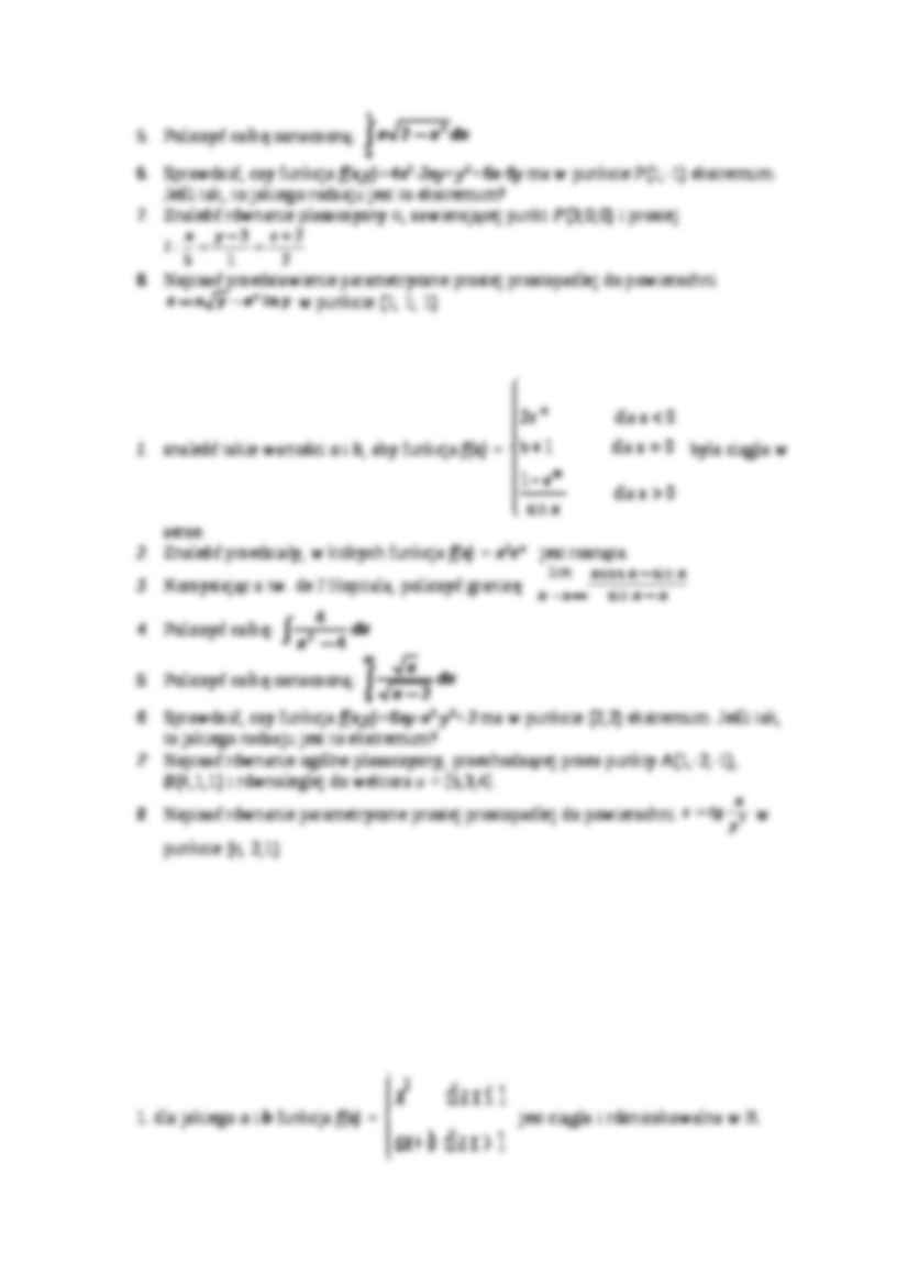 Przykładowe pytania na egzamin z  matematyki - strona 2