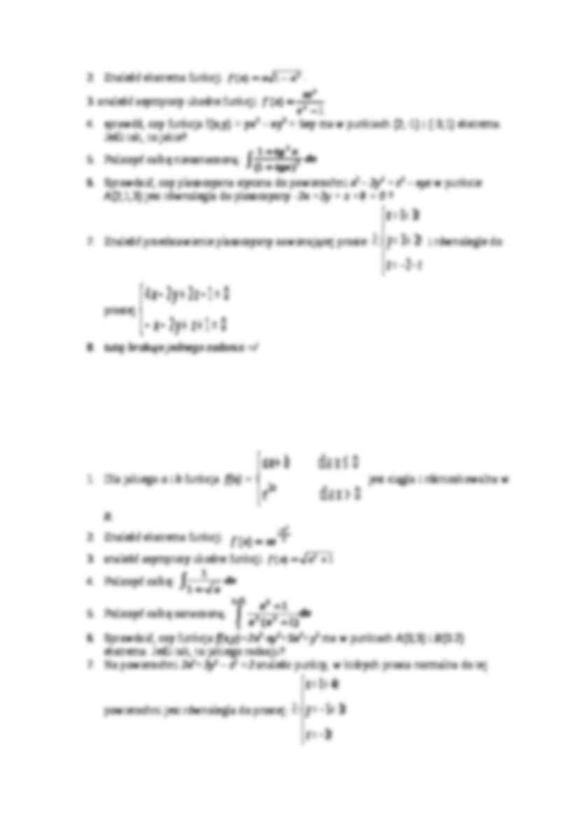 Przykładowe pytania na egzamin z  matematyki - strona 3