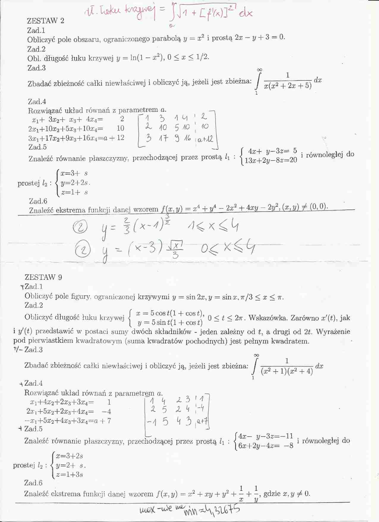 Przykładowe zadania na kolokwium z matematyki - sem 1 - strona 1