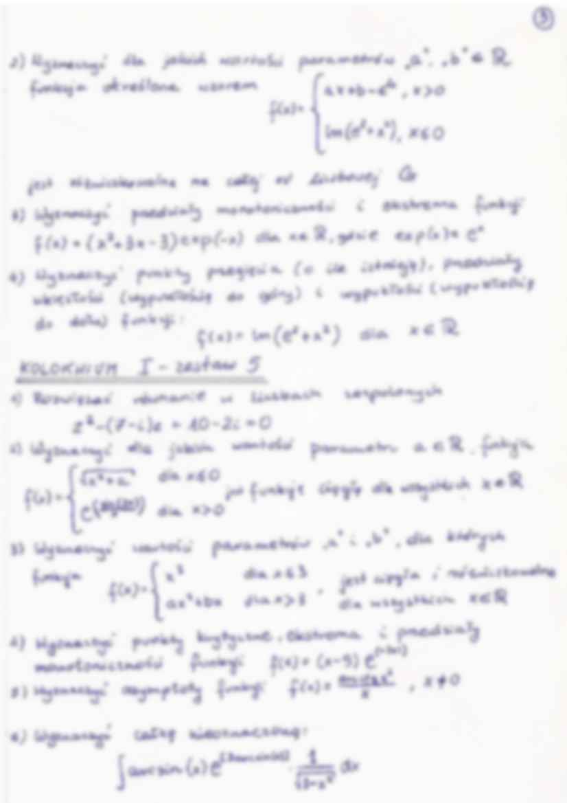 Przykładowe zadania na kolokwium z matematyki - strona 3