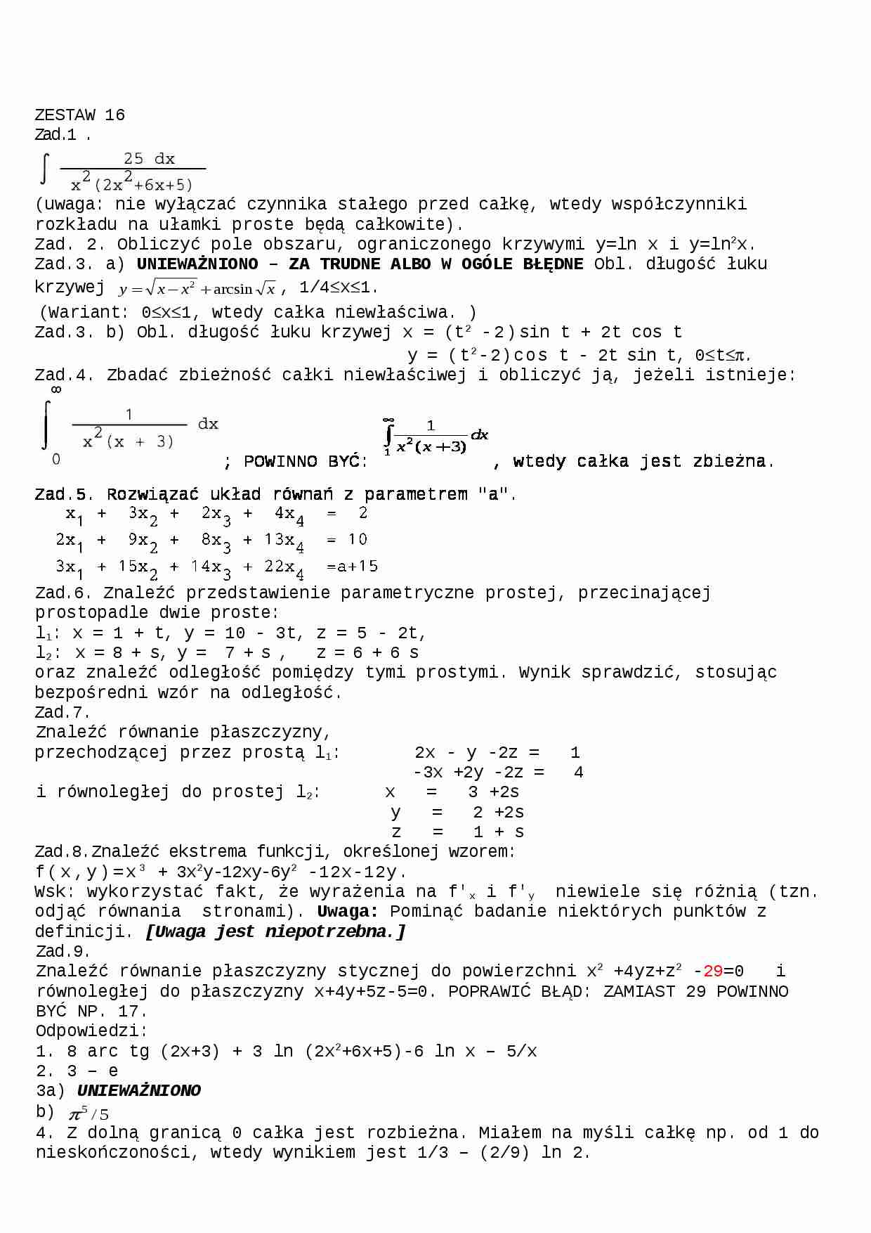 Zestaw przygotowujący do kolokwium - matematyka cz. 2 - strona 1
