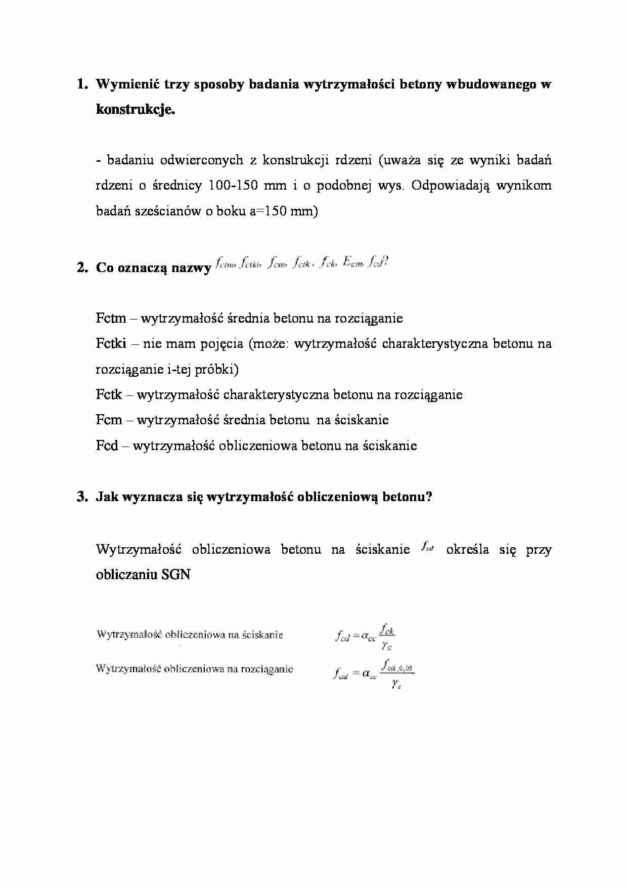 Konstrukcje betonowe 1 - Pytania egzaminacyjne 12 - strona 1