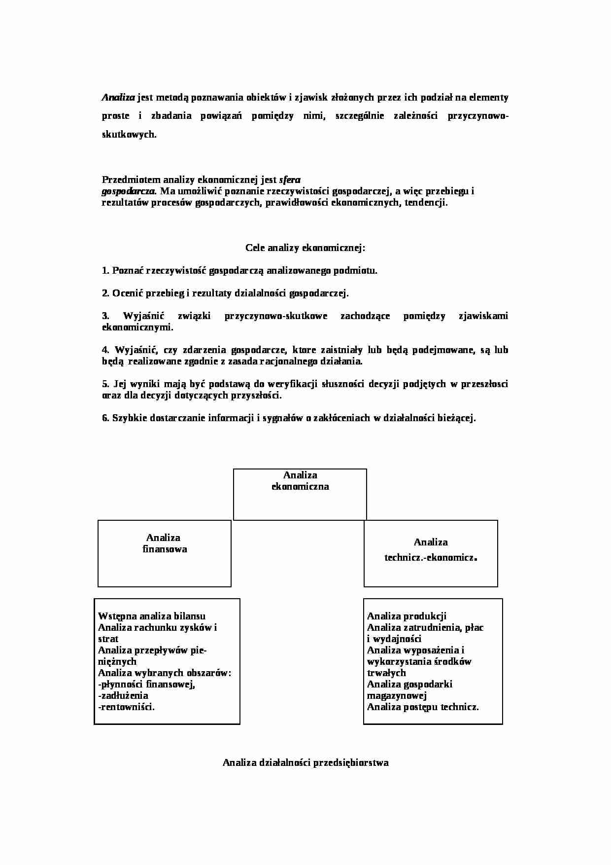 ANALIZA FINANSOWA - Analiza działalności przedsiębiorstwa - strona 1