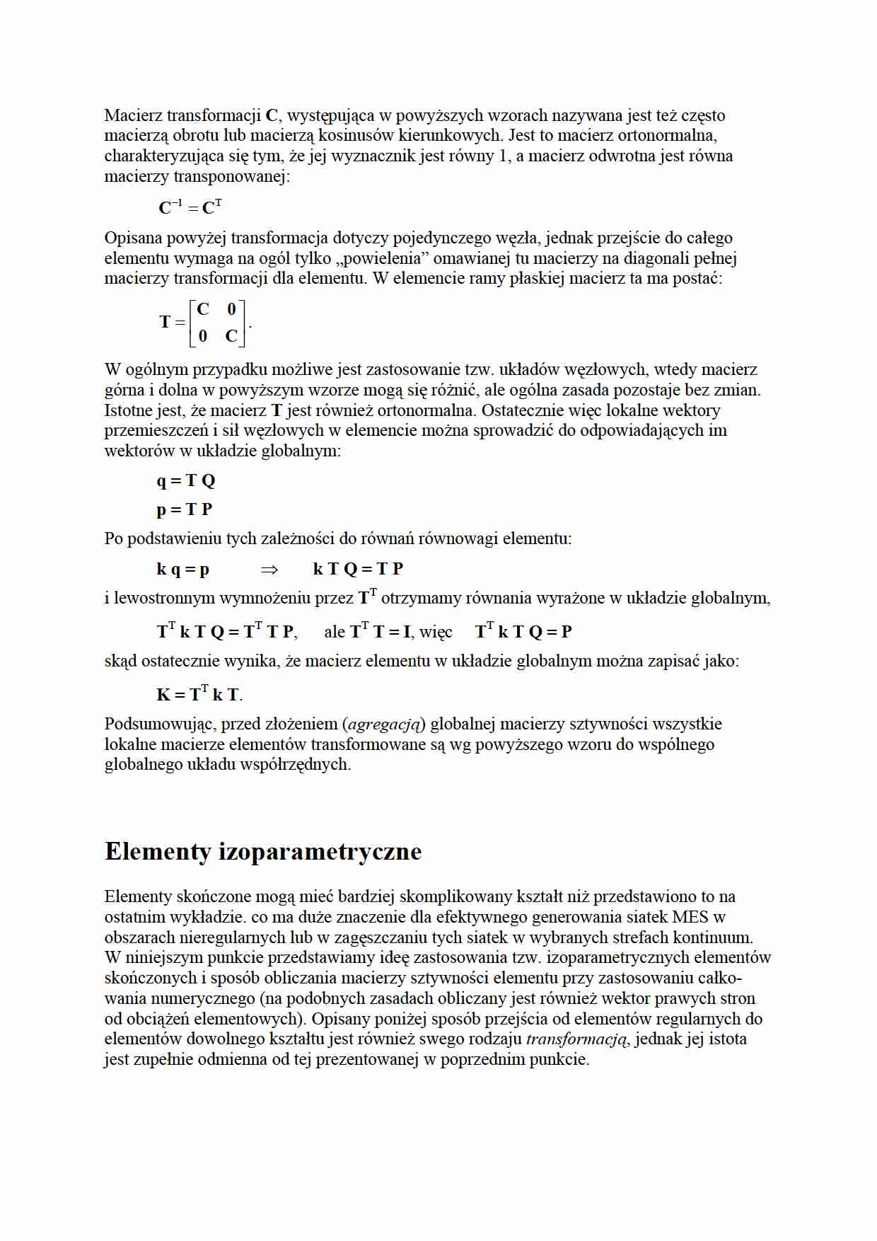 Elementy izoparametryczne - wykład - strona 1