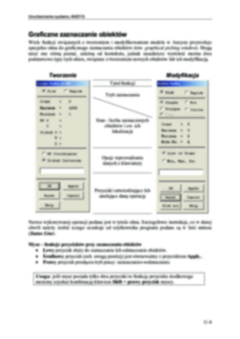 Wspornik - PSN, Elementy składowe środowiska graficznego ANSYS - strona 2