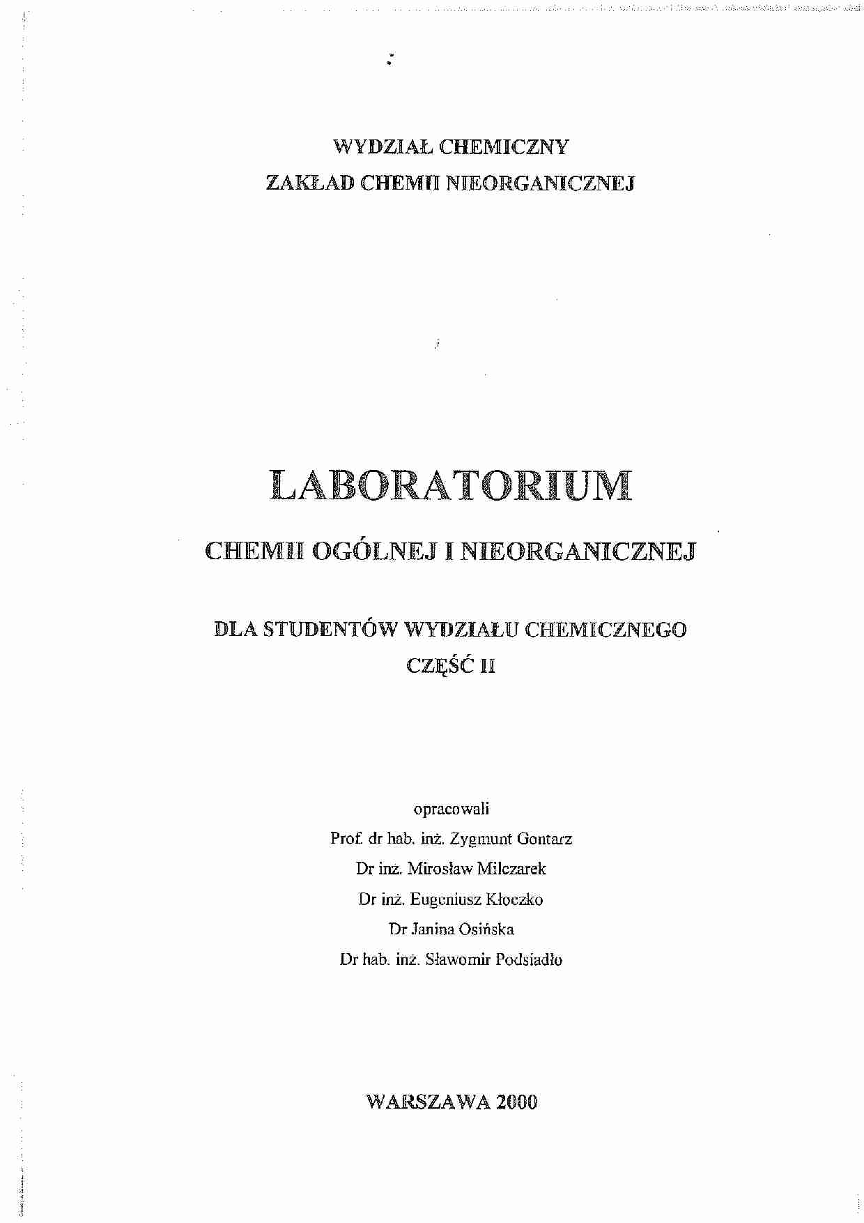 Laboratorium chemii ogólnej i nieorganicznej - skrypt cz. 2 - strona 1