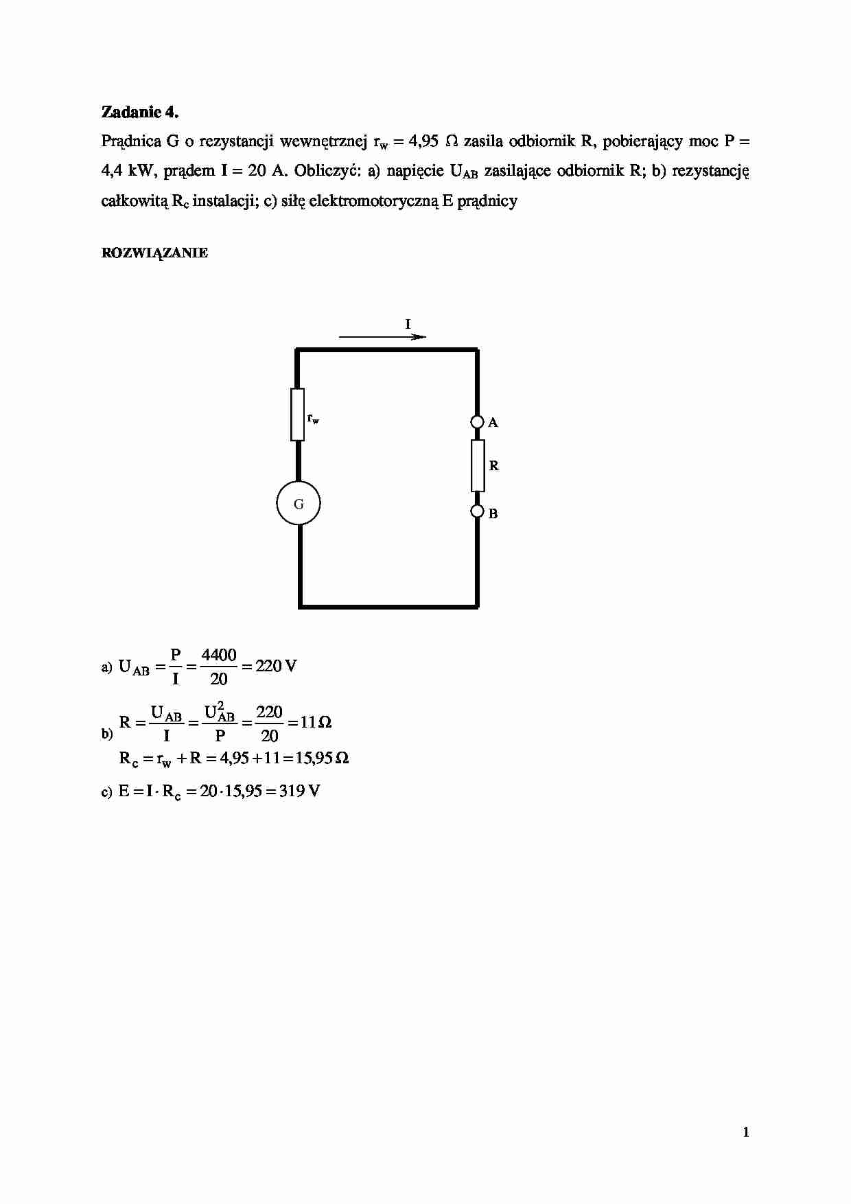 Elektrotechnika i elektronika - Zadania przykladowe - strona 1