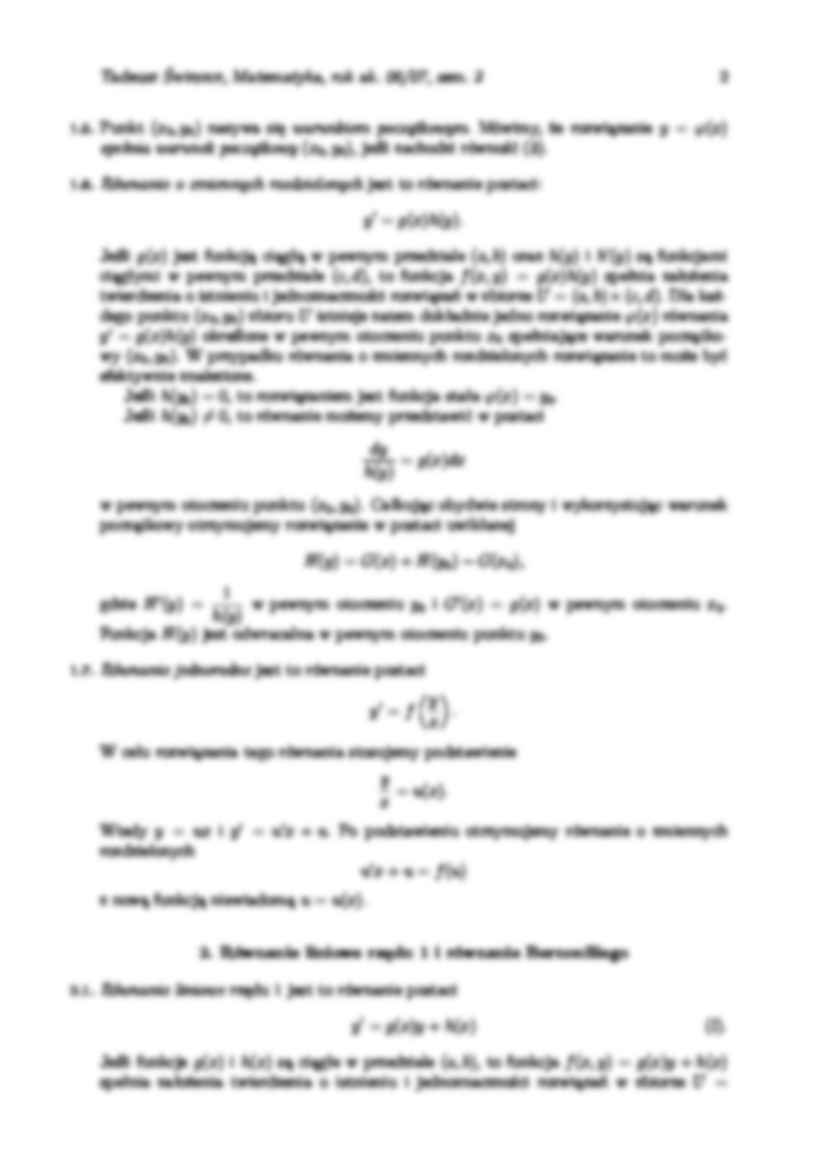 równania różniczkowe (2 semestr) - omówienie  - strona 2