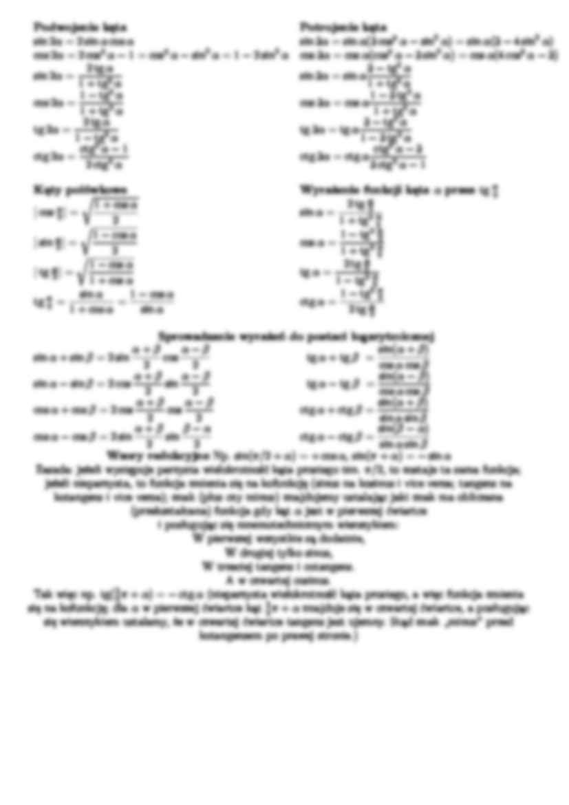Trygonometria - podstawowe wzory - strona 2