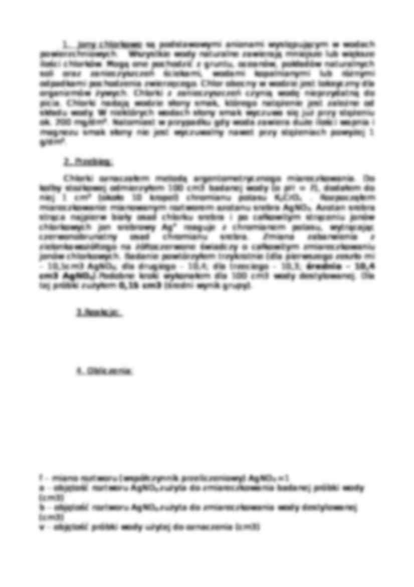 Sprawozdanie - oznaczenie chlorków w wodzie - strona 2