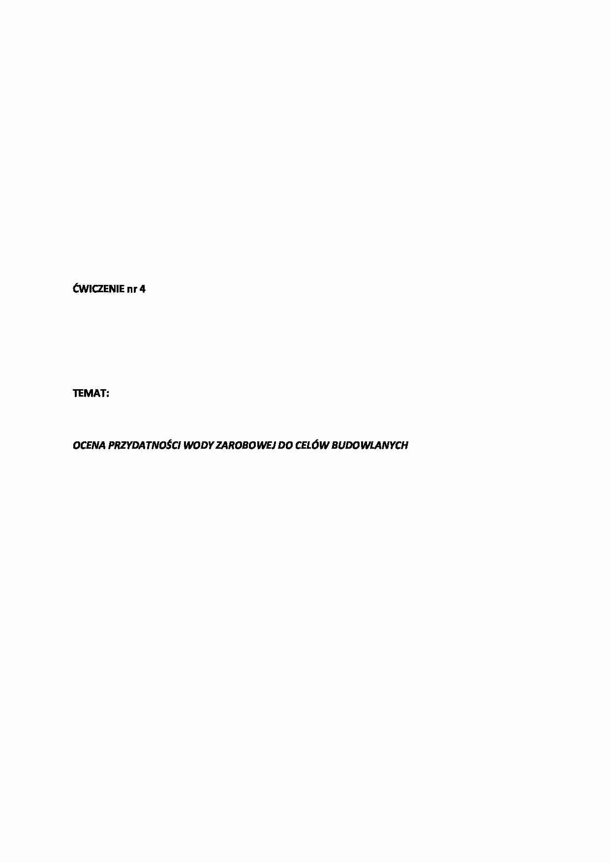 Sprawozdanie - ocena przydatności wody zarobowej - strona 1