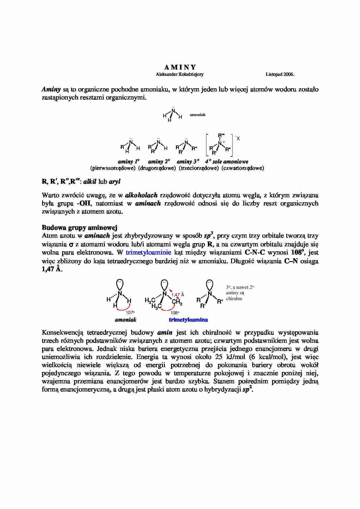 Aminy - Metyloamina - strona 1