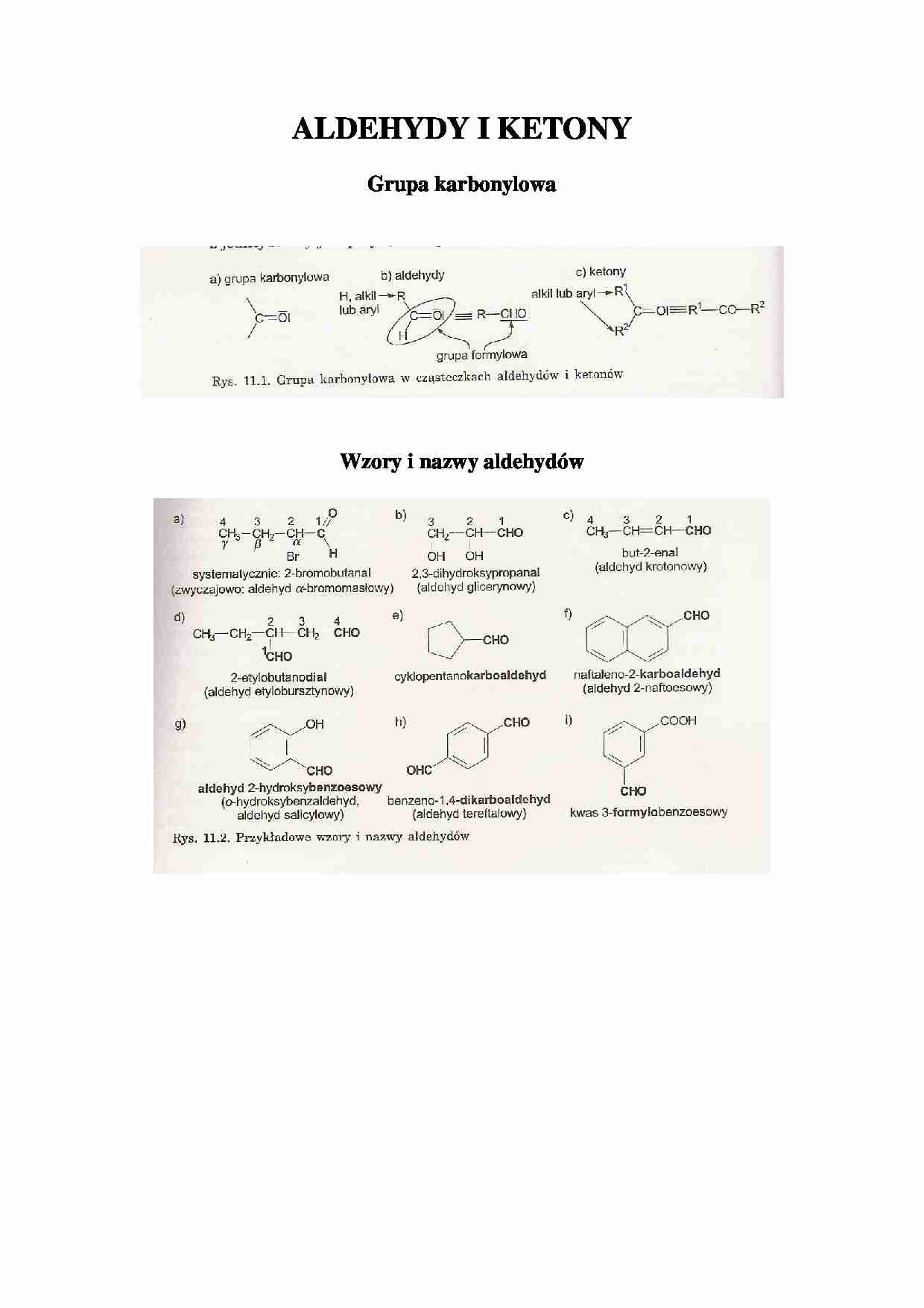 Aldehydy i ketony - grupa karbonylowa - omówienie - strona 1