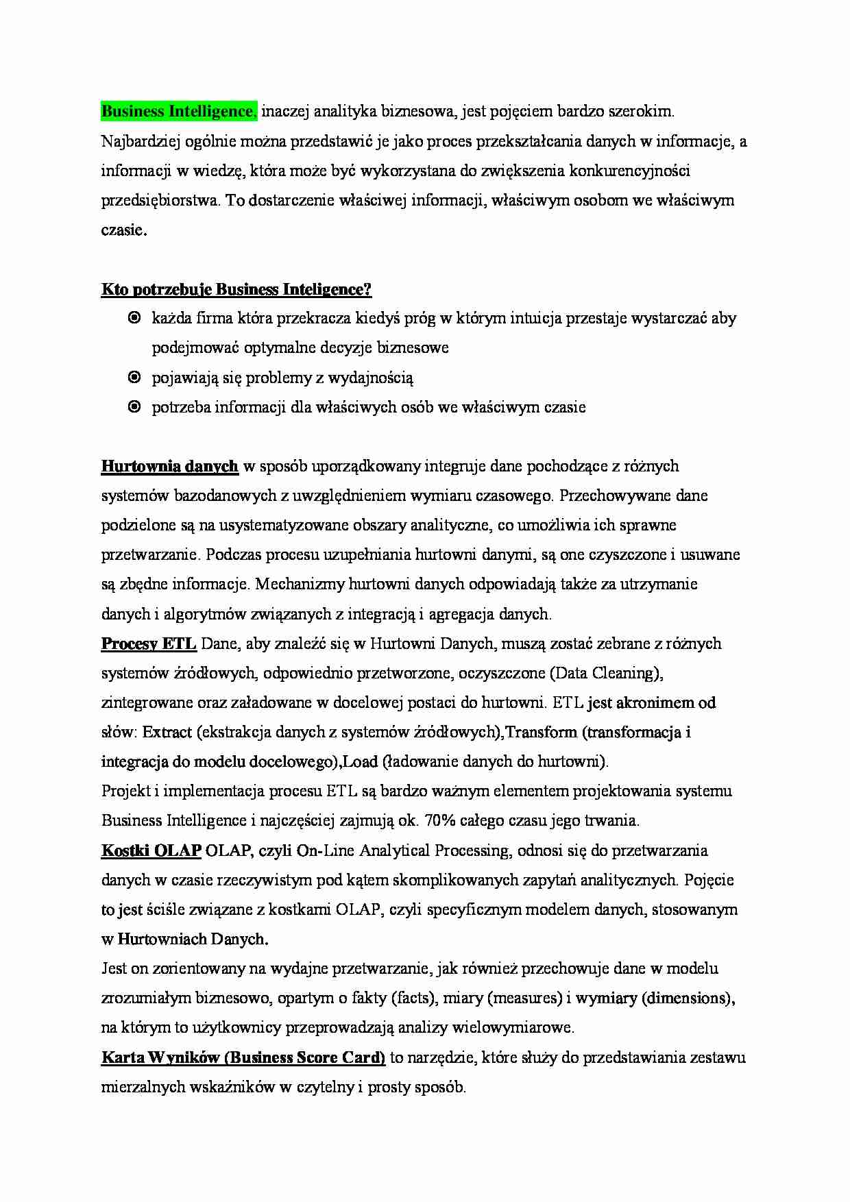 Business Intelligence - Procesy ETL - strona 1