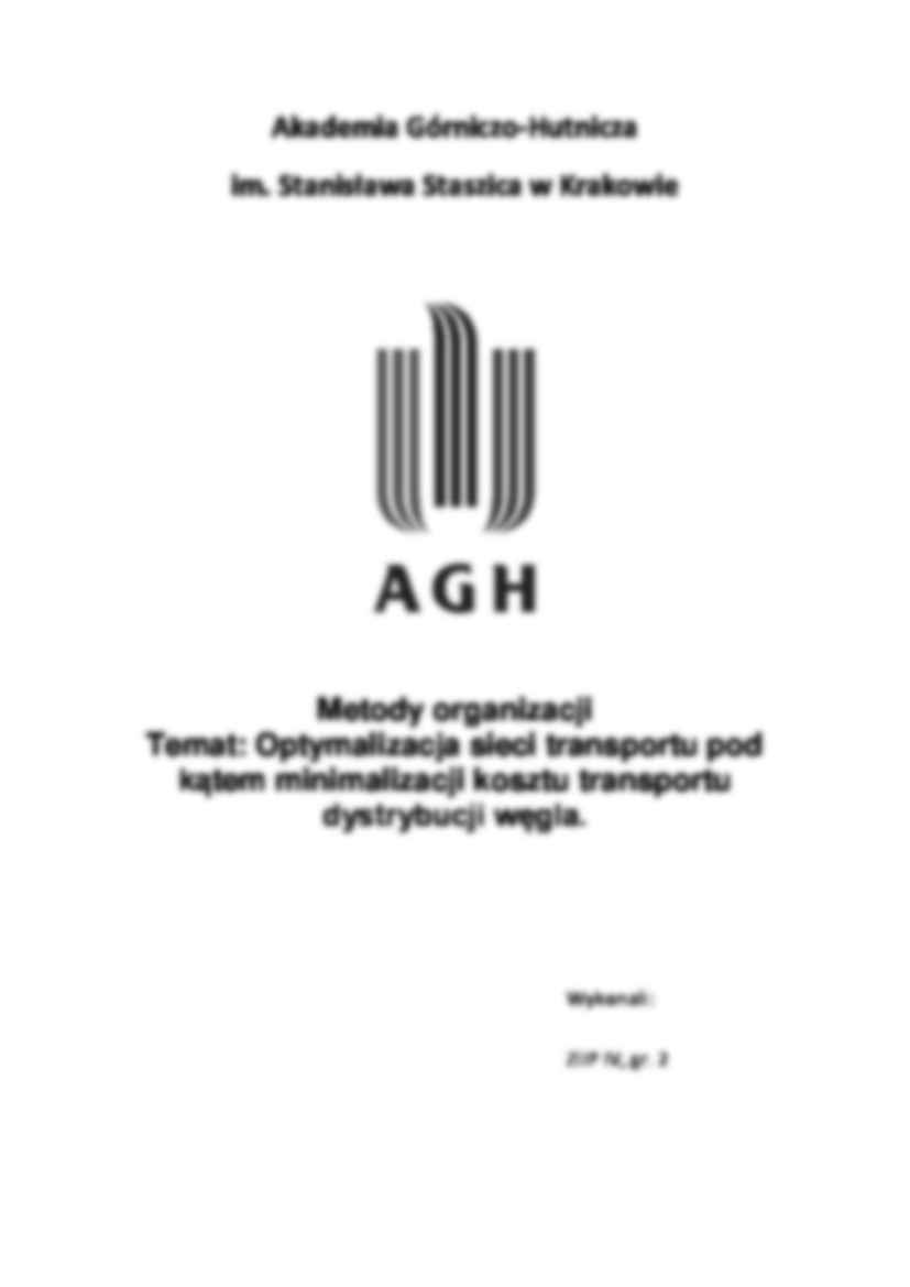 Optymalizacja sieci transportu pod kątem minimalizacji kosztu transportu - projekt - strona 2