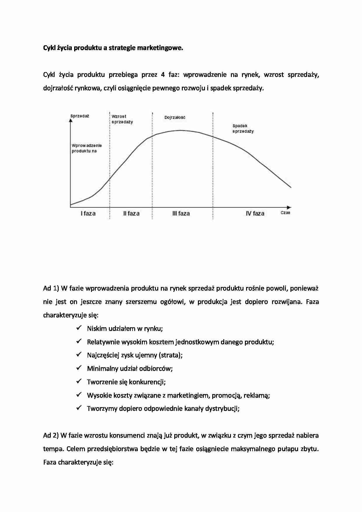Cykl życia produktu a strategie marketingowe  - omówienie - strona 1