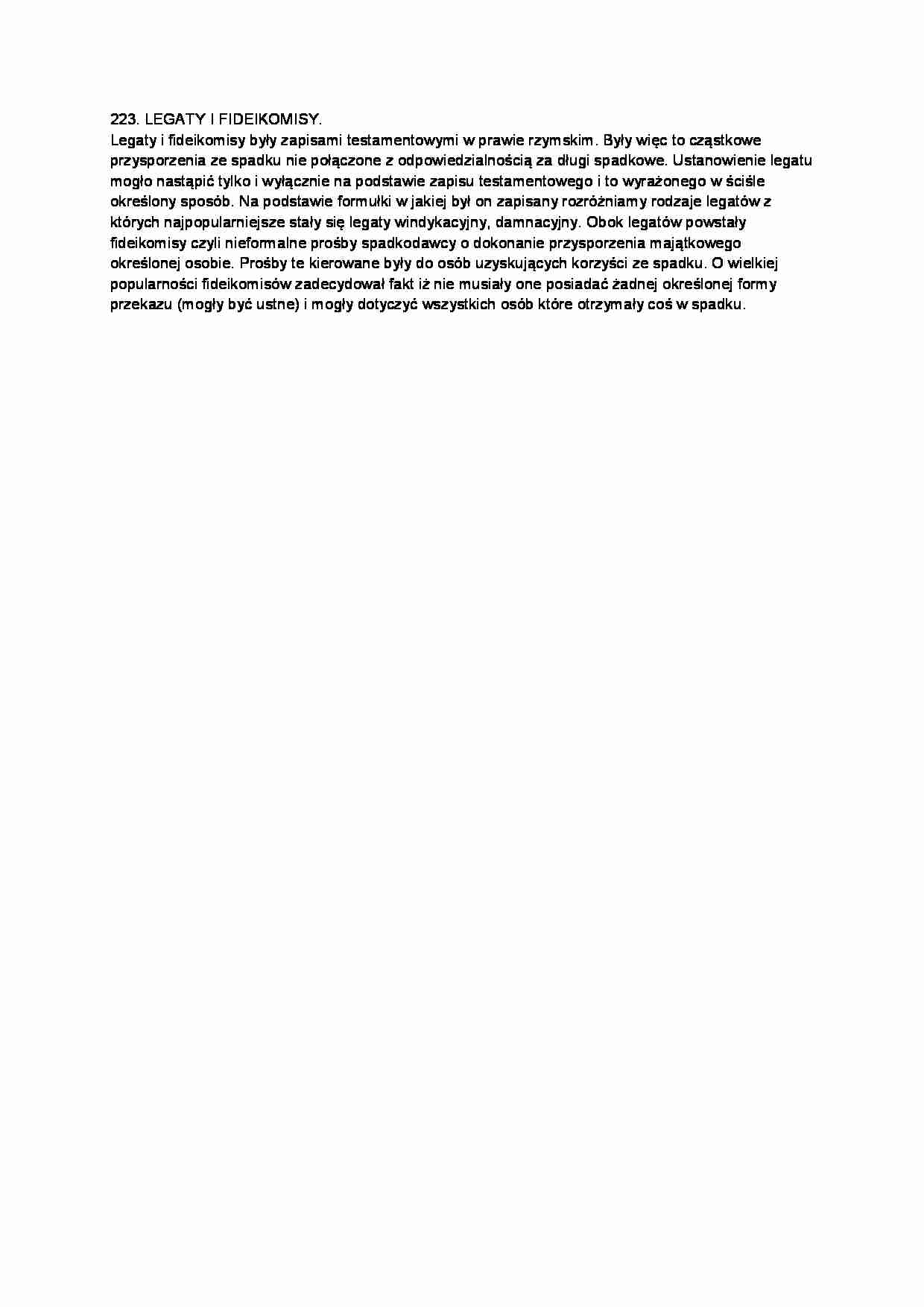  Legaty i fideikomisy - omówienie - strona 1