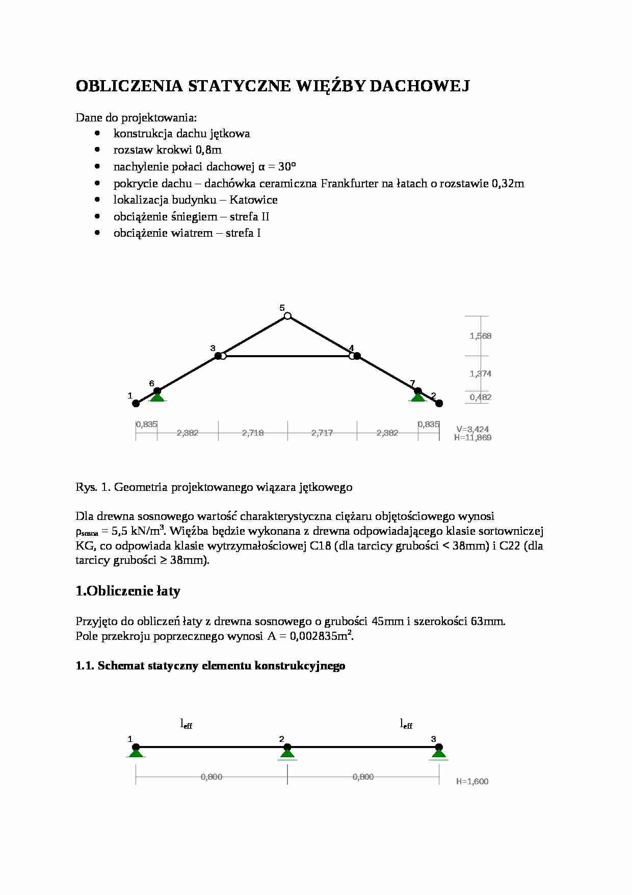 Obliczenia statyczne więźby dachowej-opracowanie - strona 1