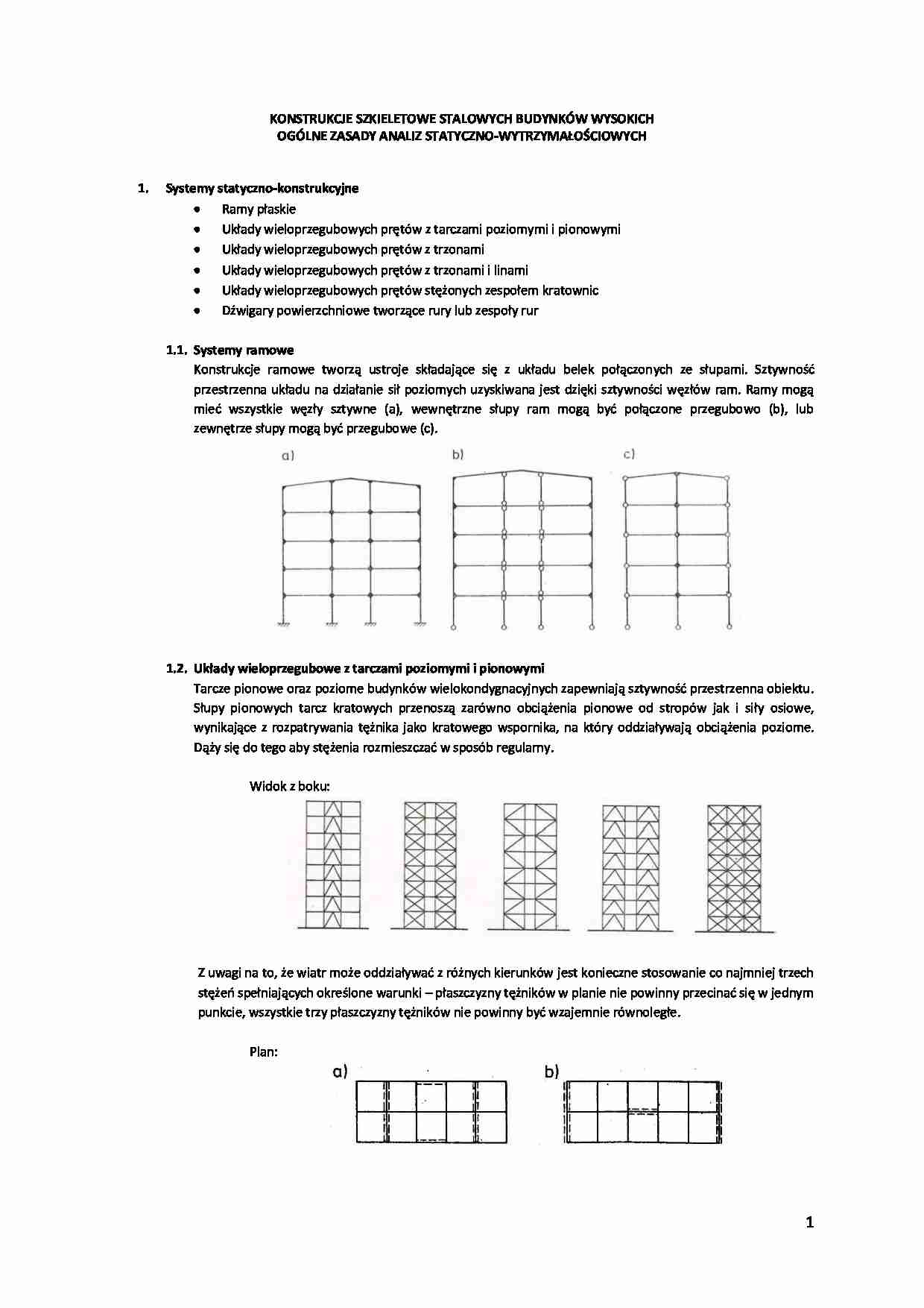Konstrukcje szkieletowe stalowych budynków wysokich-opracowanie - strona 1