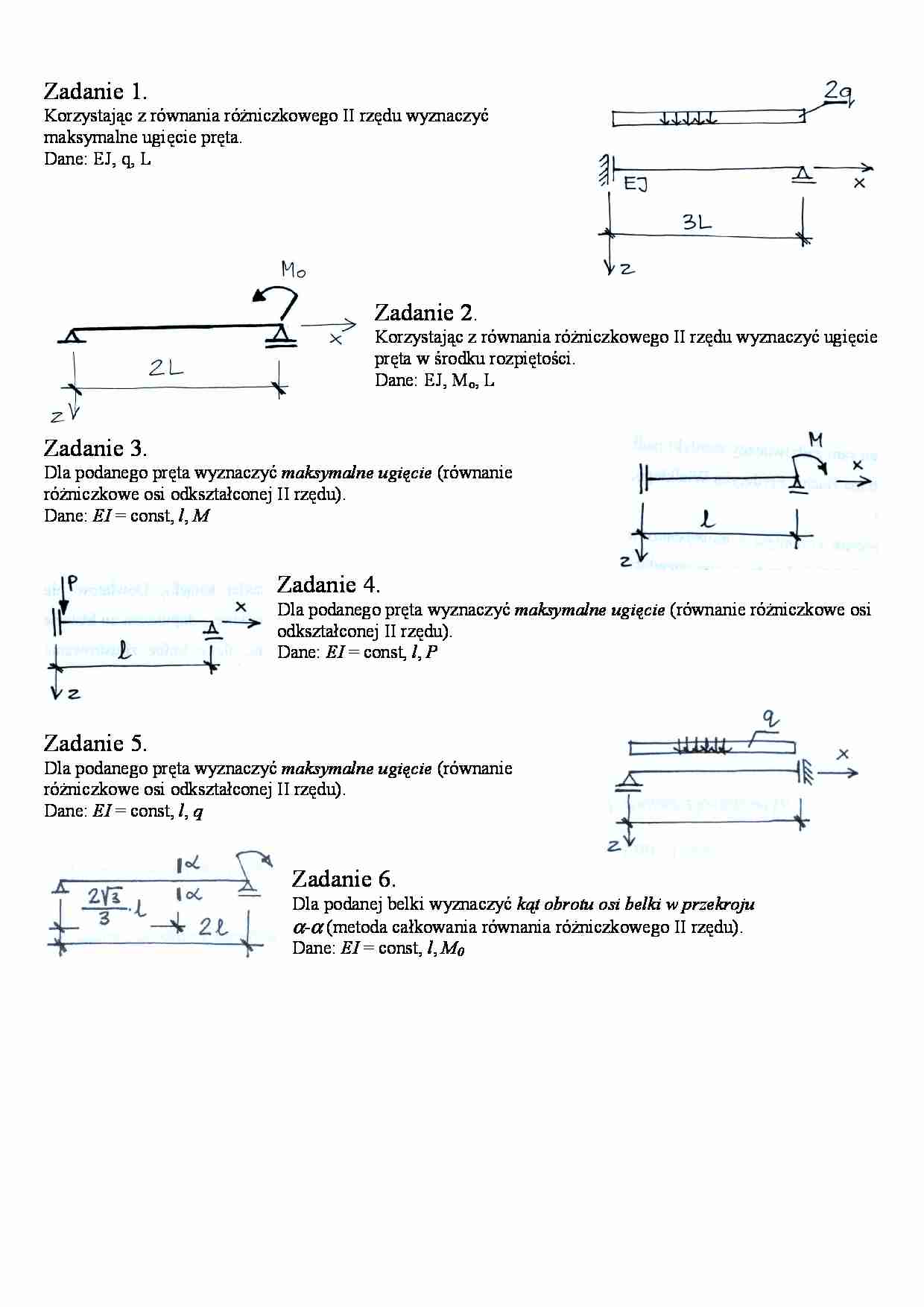 Równanie różniczkowe osi odkształconej-zadania - strona 1