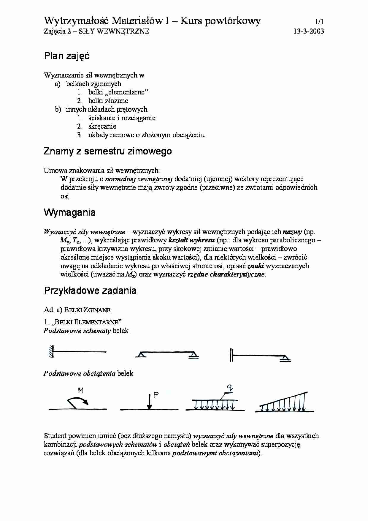 Siły wewnętrzne-opracowanie - strona 1