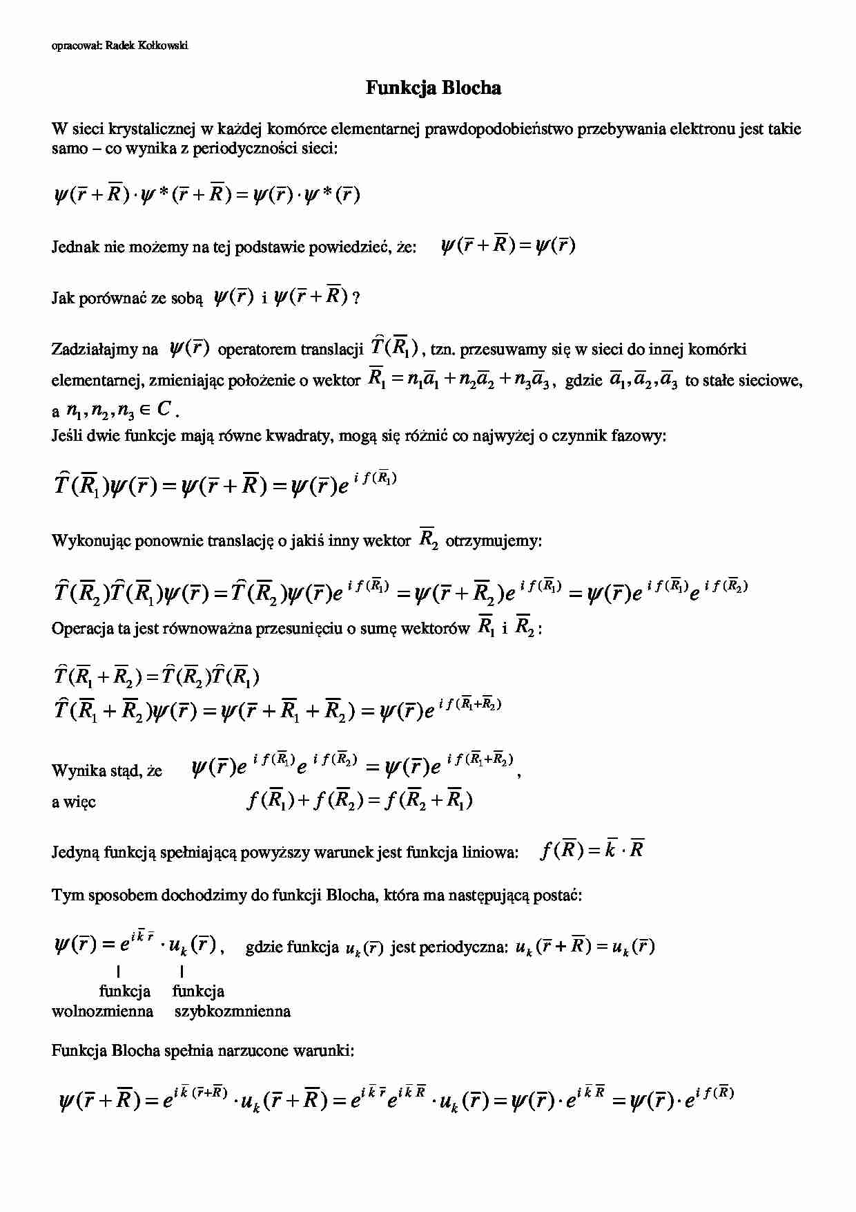 Funkcja Blocha-opracowanie - strona 1