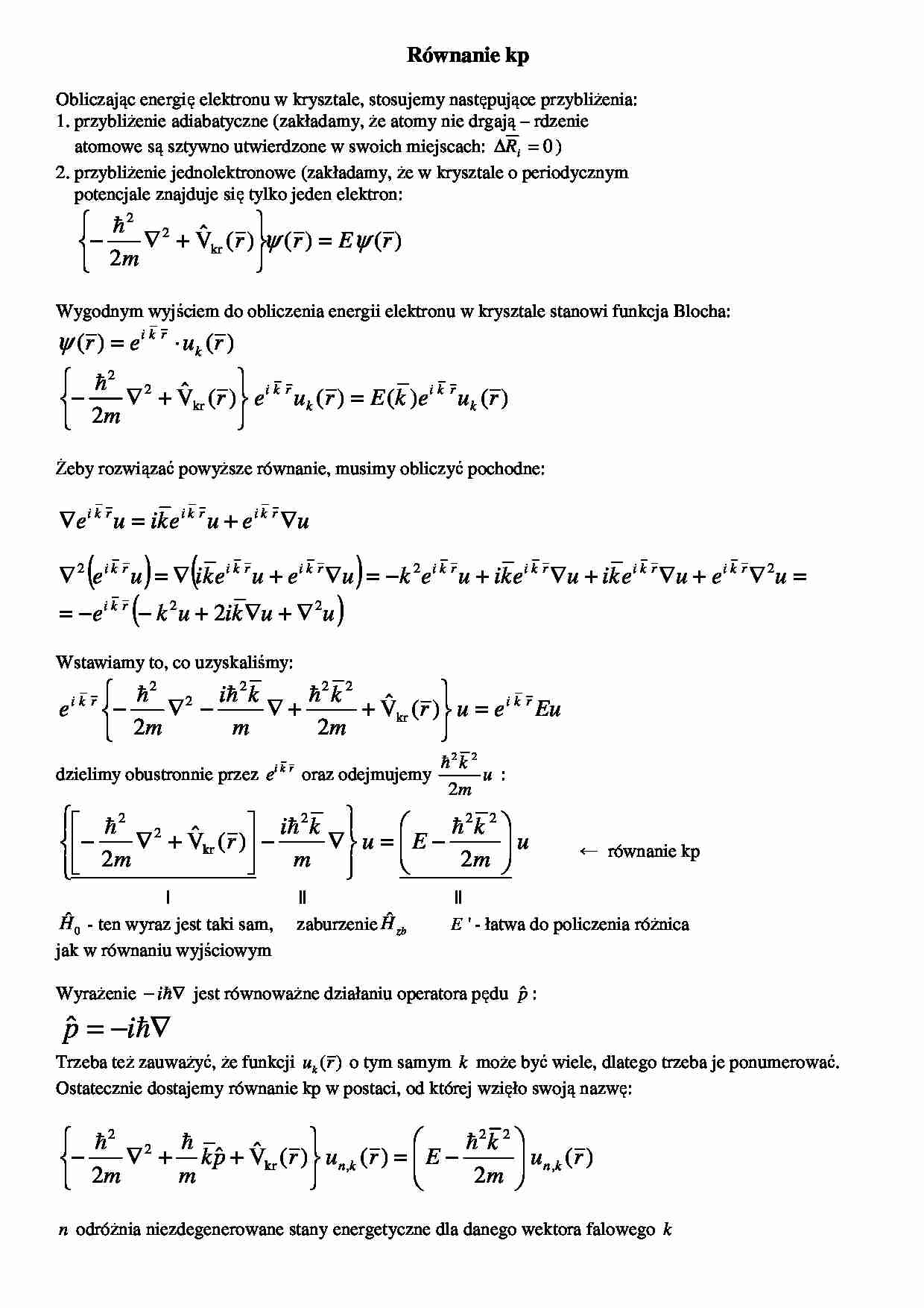 Równanie kp-opracowanie - strona 1