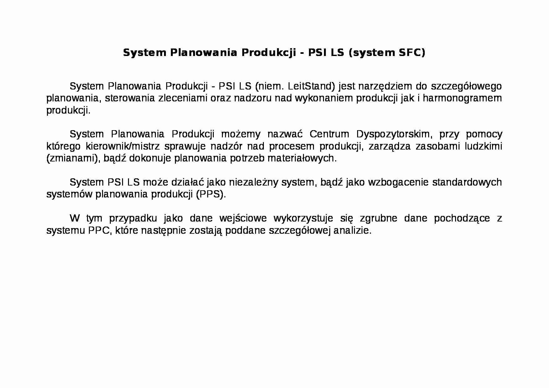 System Planowania Produkcji - PSI LS-opracowanie - strona 1