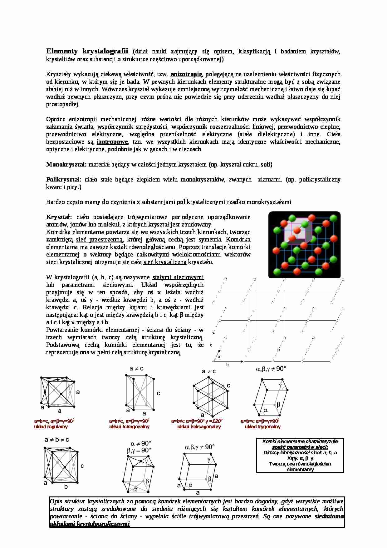 Elementy krystalografii-opracowanie - strona 1