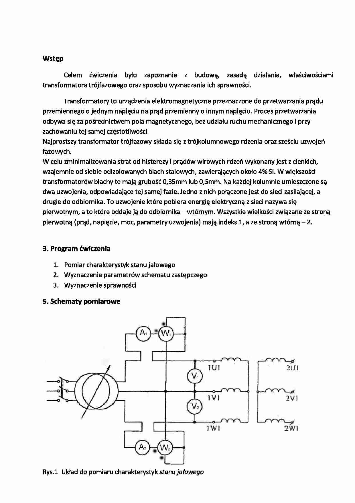 Właściwości transformatora trójfazowego-opracowanie - strona 1