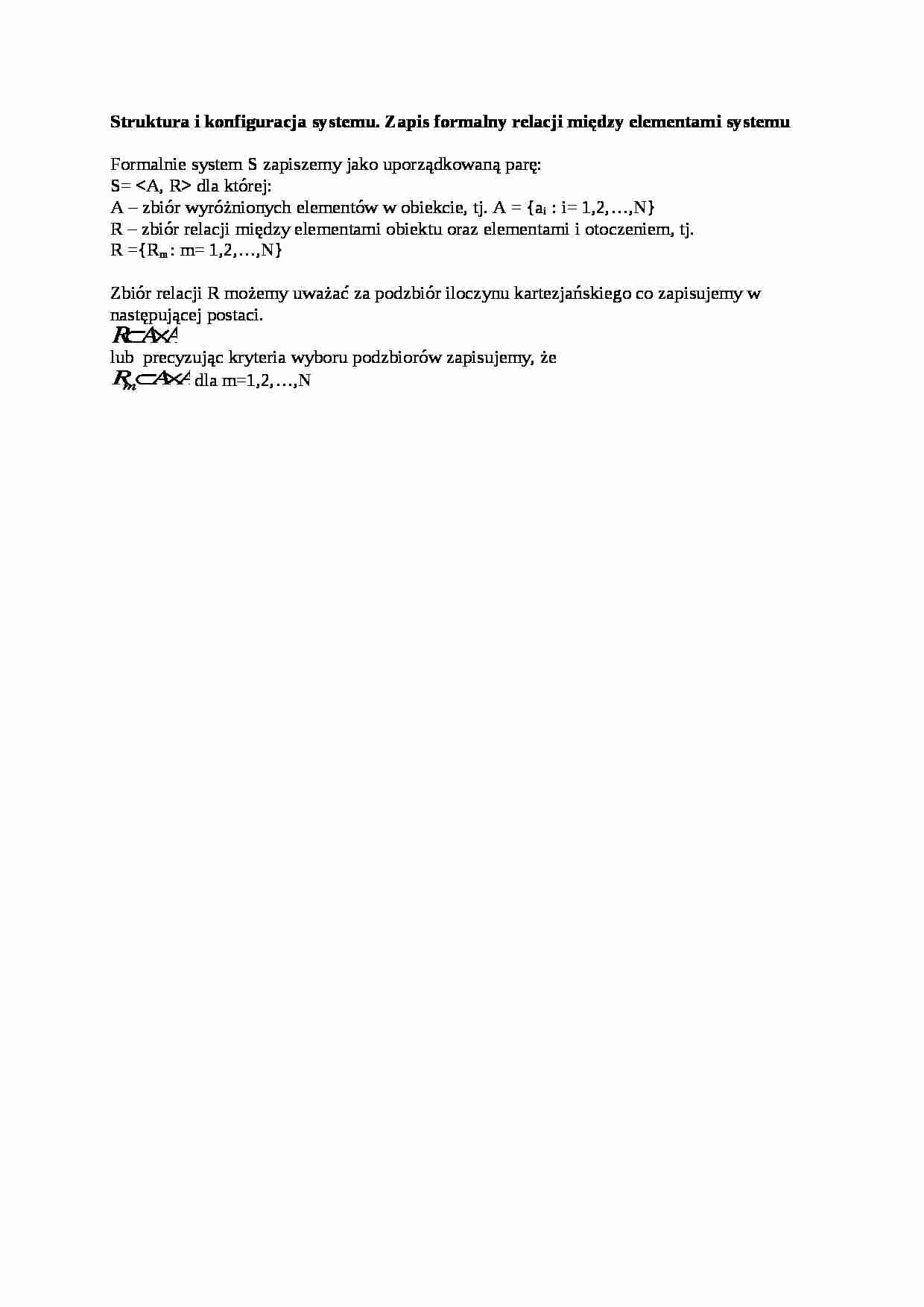 Struktura i konfiguracja systemu oraz zapis formalny - wykład - strona 1