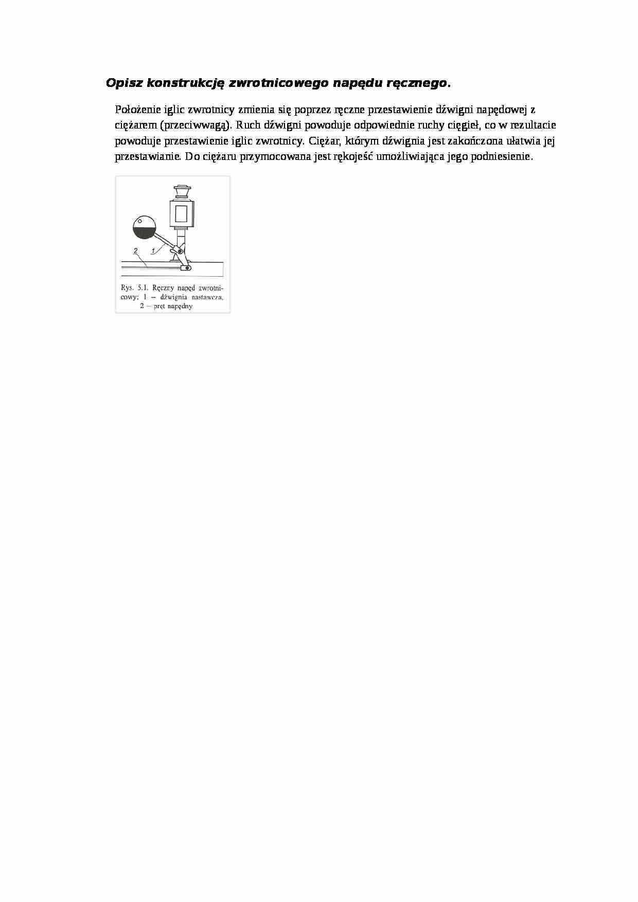 Opracowanie - konstrukcja zwrotnicowego napędu ręcznego - strona 1