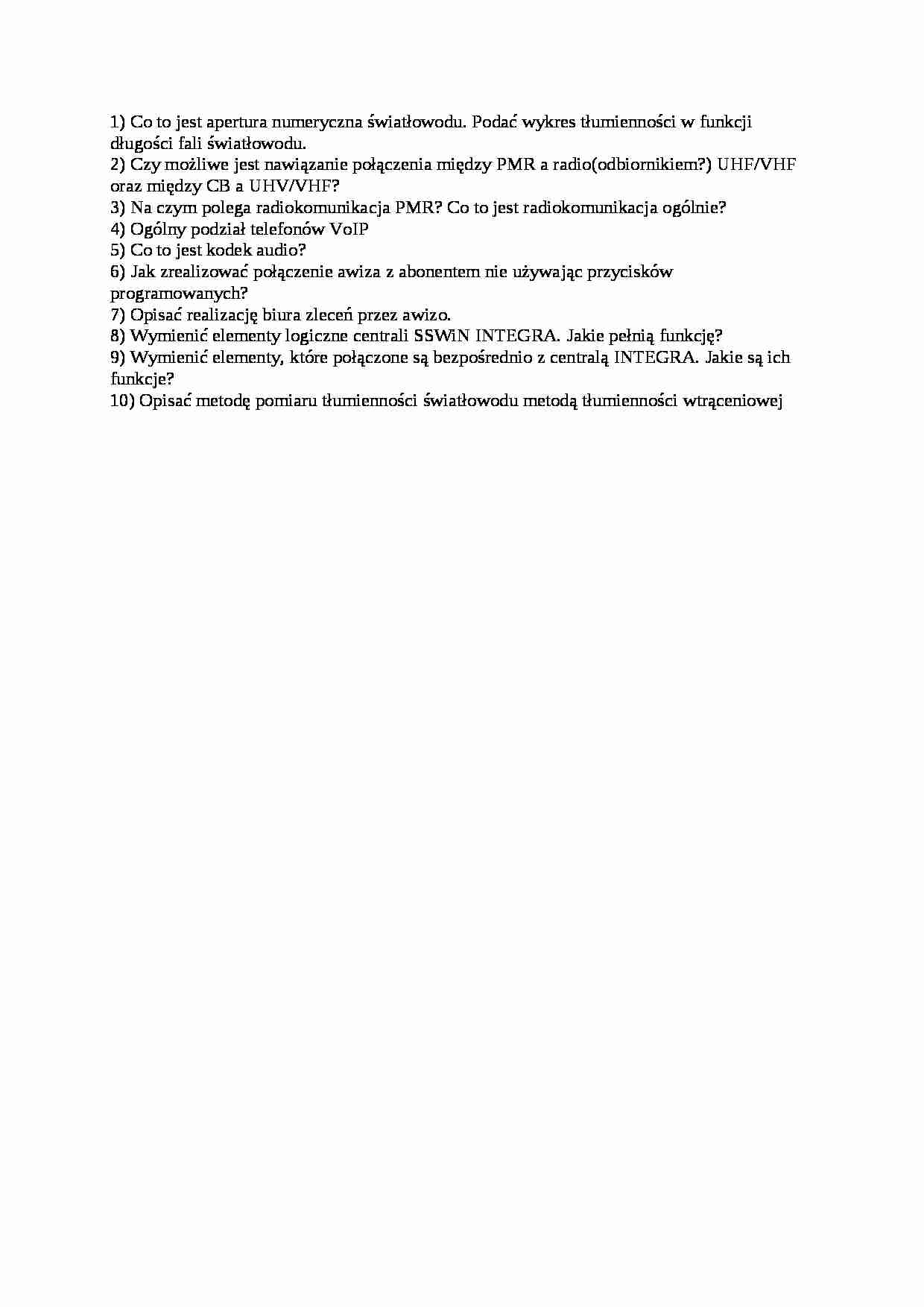 Telematyka transportu - pytania na egzamin - strona 1