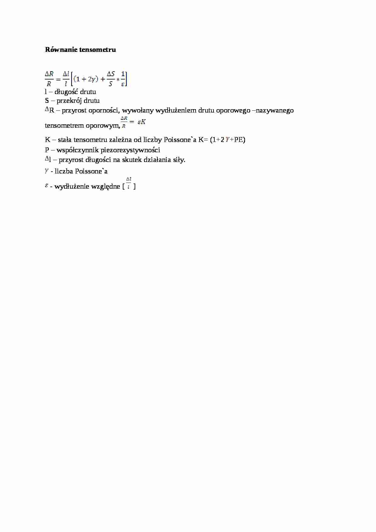 Równanie tensometru - wykład - strona 1