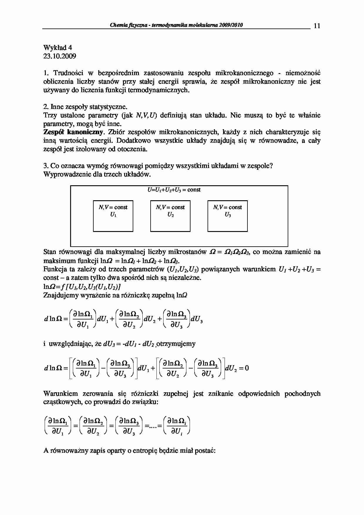 Chemia fizyczna - termodynamika molekularna 2009/2010-wykłady8 - strona 1