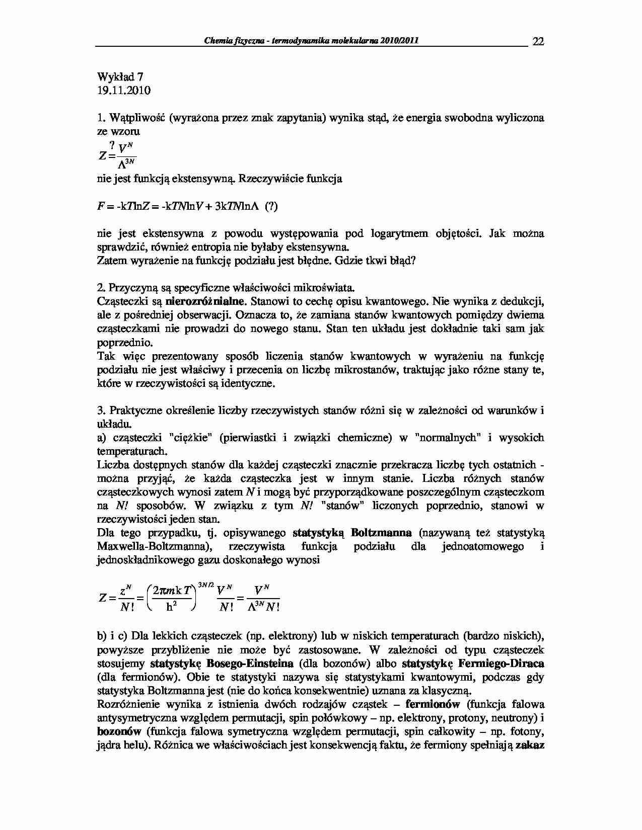 Chemia fizyczna - termodynamika molekularna 2009/2010-wykłady21 - strona 1