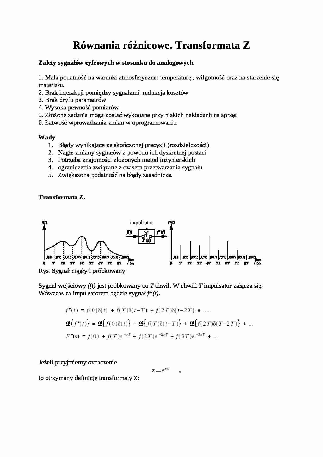 Równania różnicowe-opracowanie - strona 1
