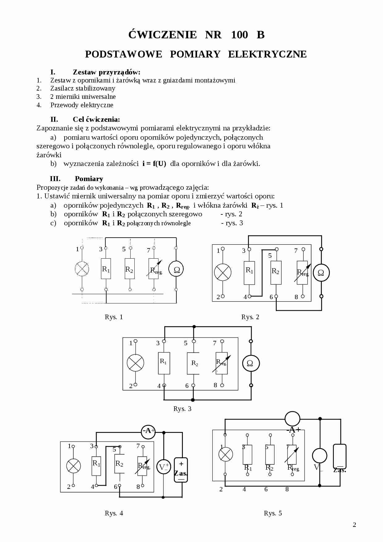 Podstawowe pomiary elektryczne- laboratorium - strona 1