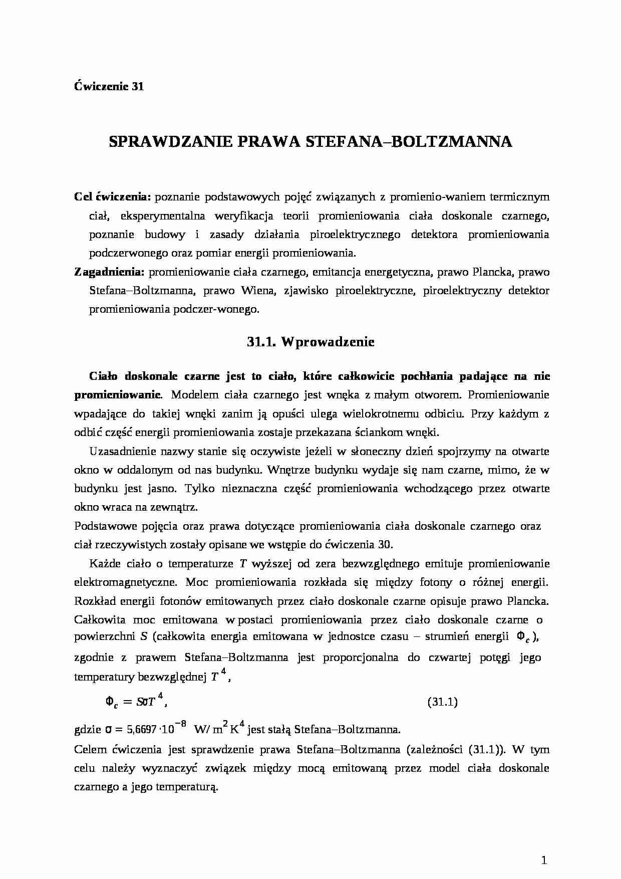 Sprawdzanie prawa Stefana - Boltzmana - prawo Plancka - strona 1