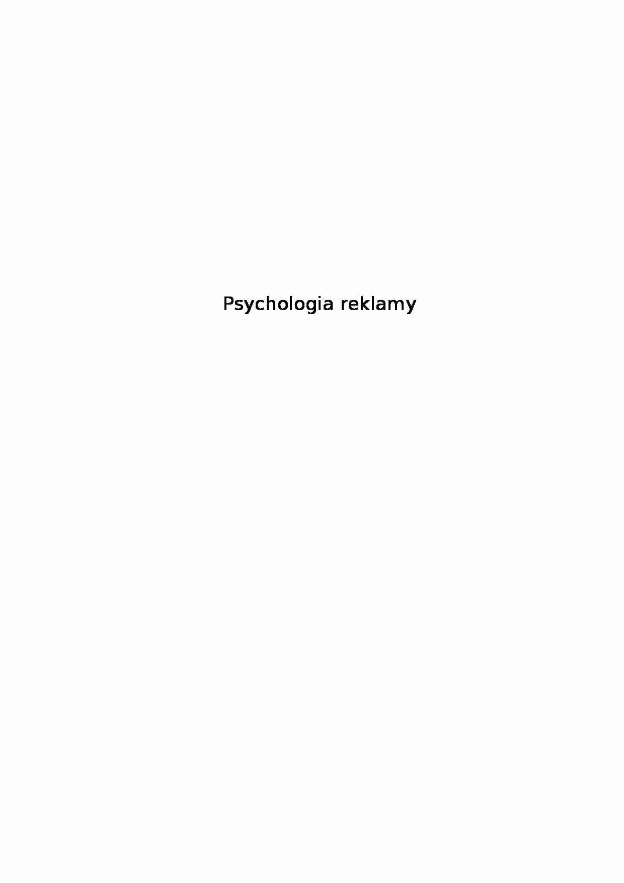 Psychologia reklamy (30 stron) - strona 1
