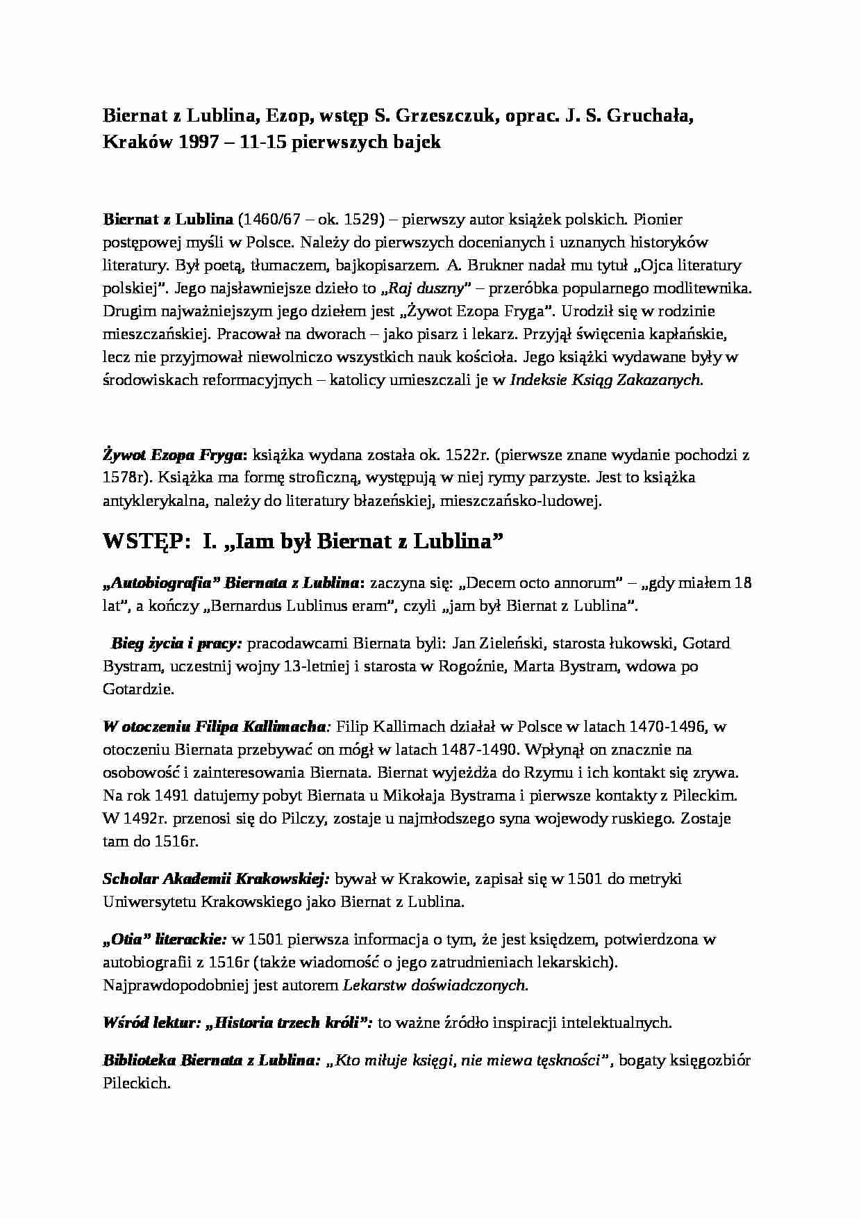 Biernat z Lublina, Ezop - 11-15 pierwszych bajek - strona 1