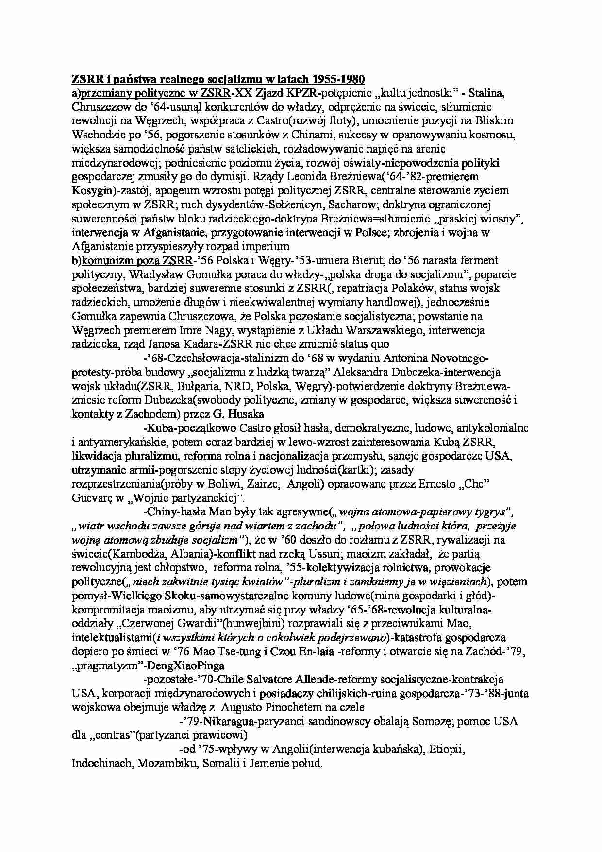 ZSRR i państwa realnego socjalizmu w latach 1955-1980-opracowanie - strona 1