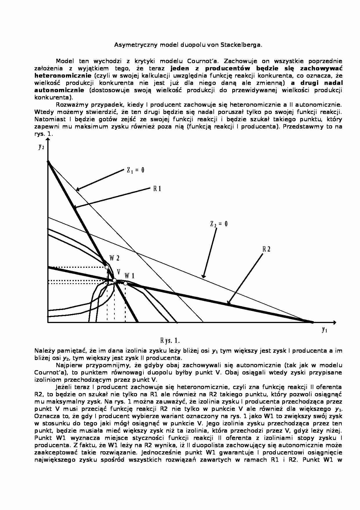 Asymetryczny model duopolu von Stackelberga-opracowanie - strona 1