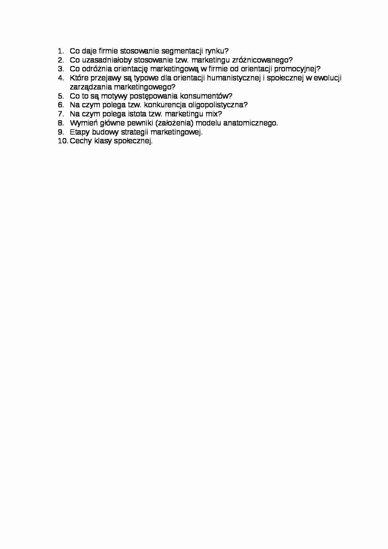Egzamin-pytania - Segmentacja rynku - strona 1