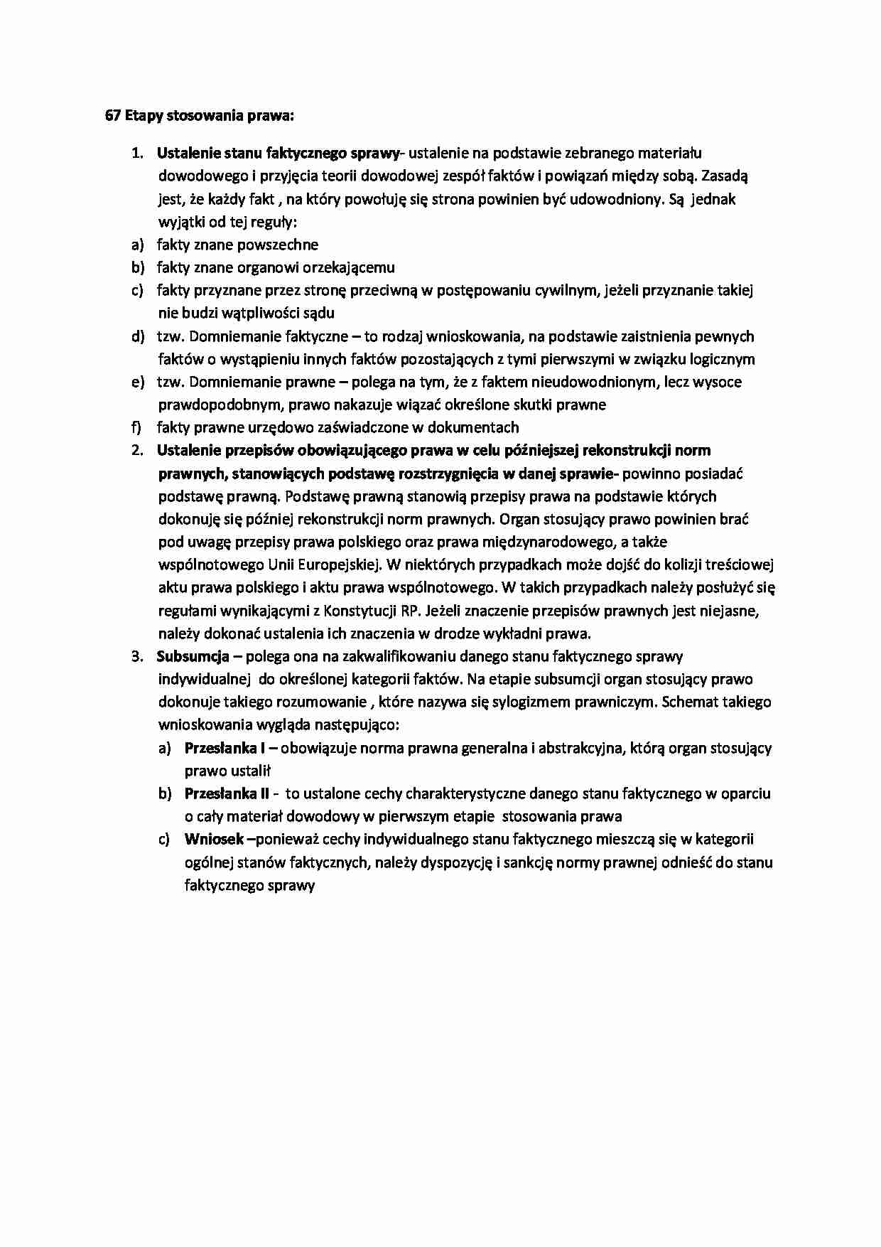 Etapy stosowania prawa-opracowanie - strona 1