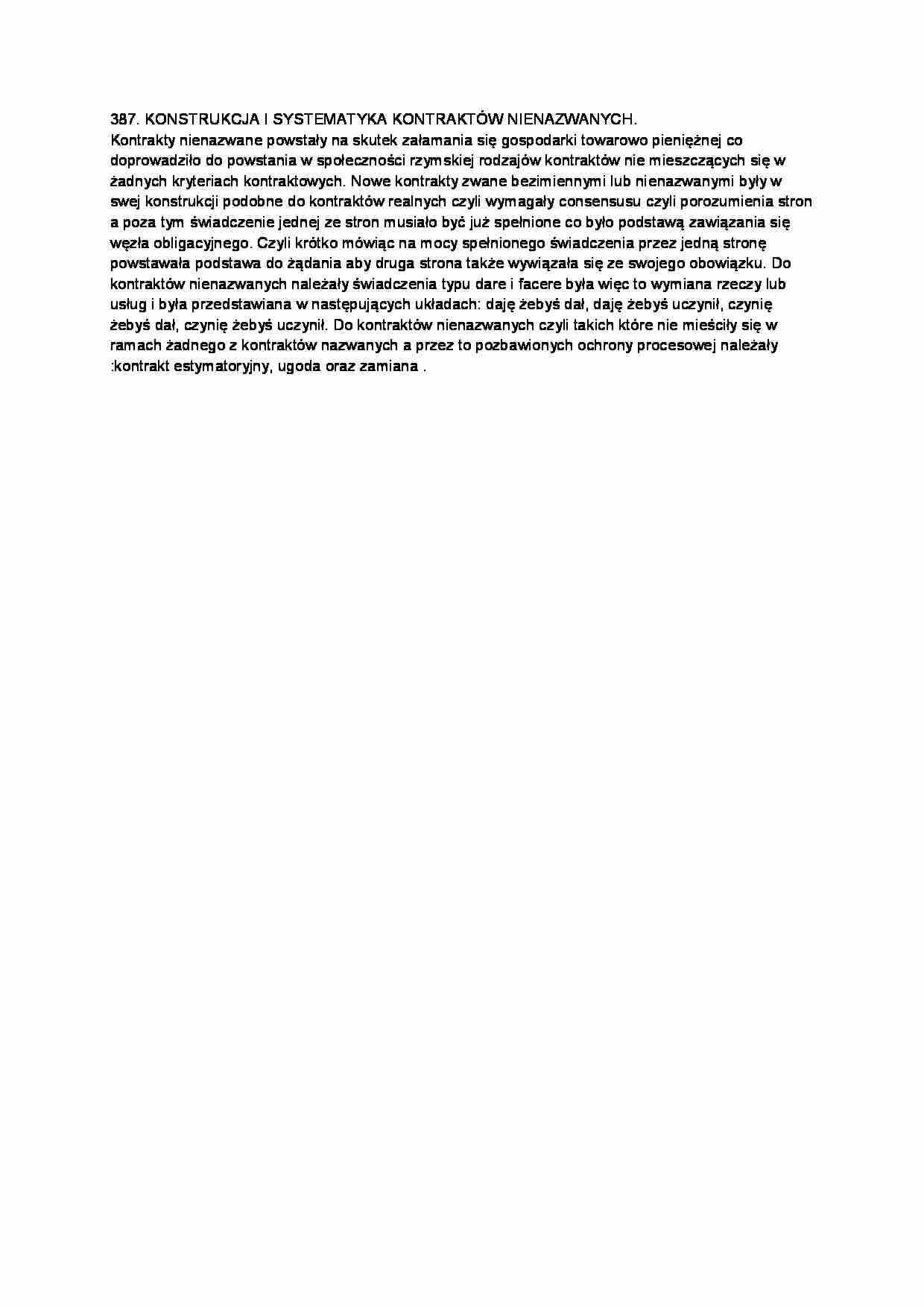 Konstrukcja i systematyka kontraktów nienazwanych-opracowanie - strona 1