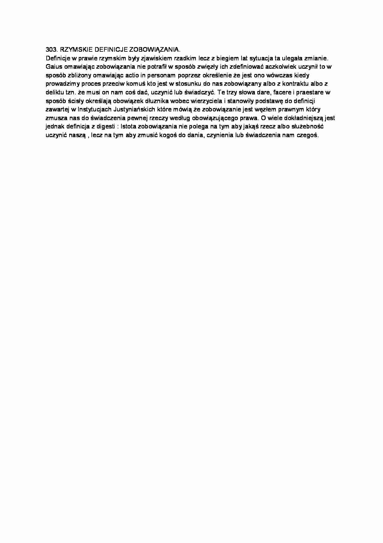 Rzymskie definicje zobowiązania-opracowanie - strona 1