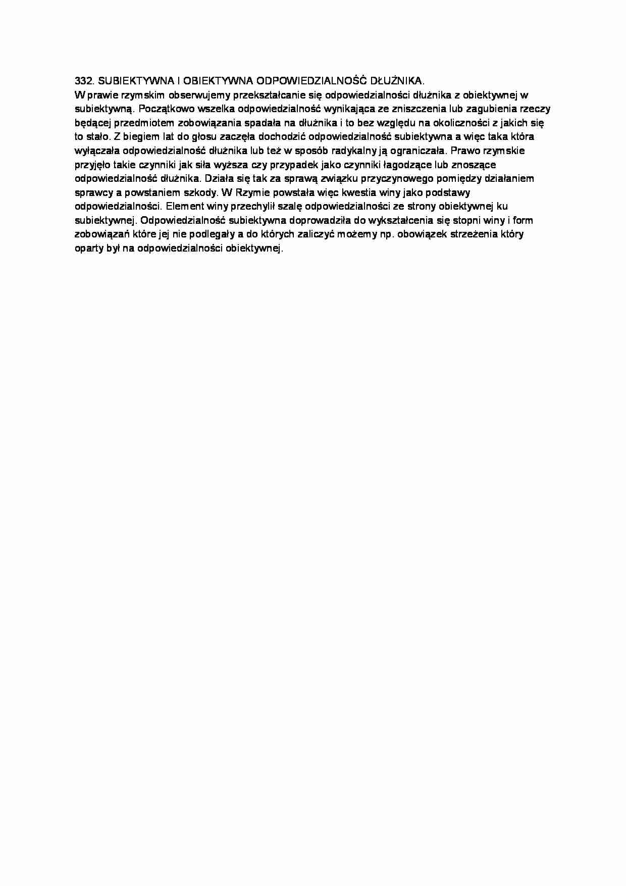 Subiektywna i obiektywna odpowiedzialność dłużnika-opracowanie - strona 1